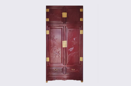 德化高端中式家居装修深红色纯实木衣柜